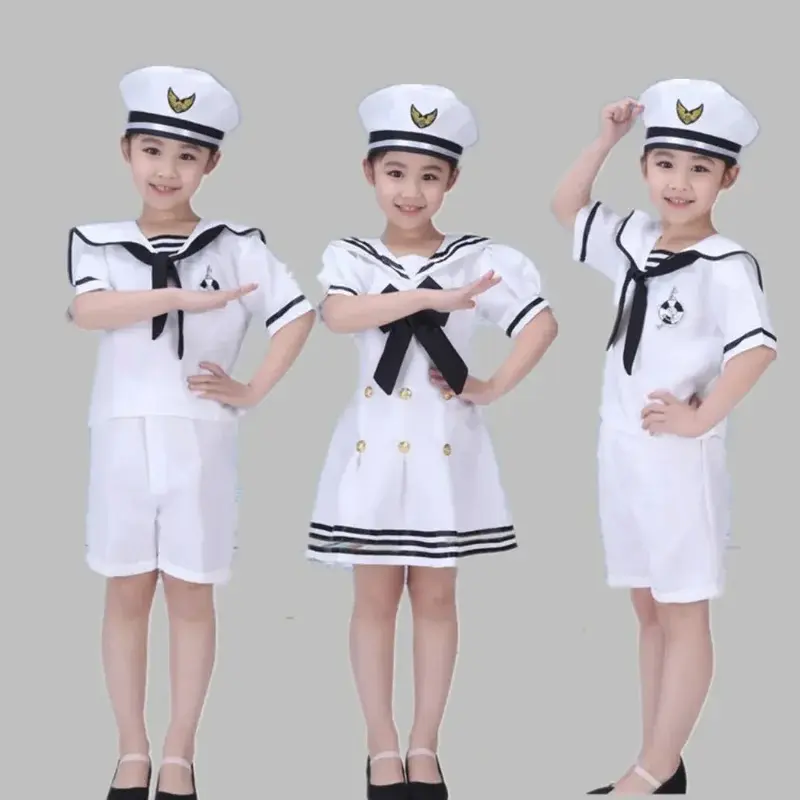 Baby Boys Halloween Navy Cosplay Costumes Army Suit Kids Girls Dress Sailor Uniform Stage Wear Performance Dance Clothing