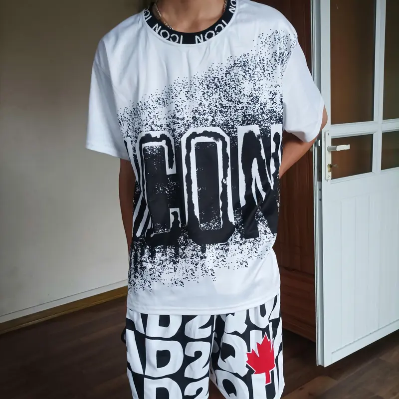 Bộ Quần Áo Thun DSQ Vẩy Sơn Chữ Icon Hotrend Hè 2024, Mẫu Quần áo Hè Nam Hot Chất Liệu Cotton Siêu Thoáng Mát Menswear Cộc Tay 3