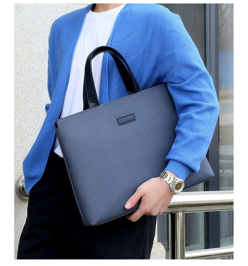 Product Introduction of New Men's Handbag PVC Business Tote Bag Document Bag Embossed LOGO Employee Meeting Bag Laptop Bag for Men 14