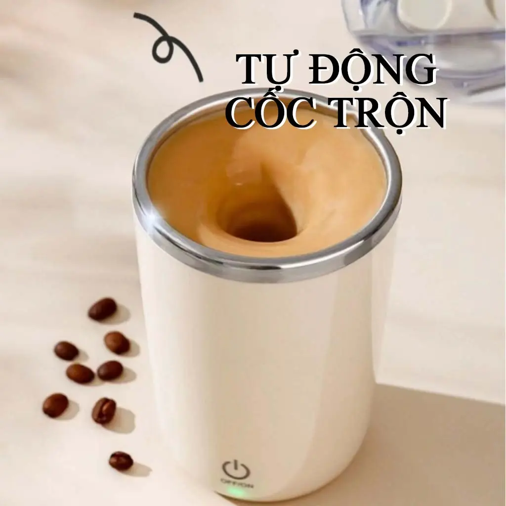 Cốc khuấy nam châm tự động quay từ tính giữ nhiệt thông minh làm từ thép không gỉ cao cấp 350ml~380ml Máy Tạo Bọt Đánh Trứng cốc  giáng magic  mug đôi