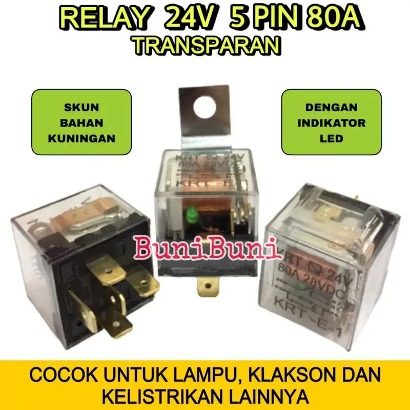 RELAY Transparan 24V KAKI 5 Pin 80A Untuk Lampu / Klakson Mobil Truk - 24V 5 KAKI 0