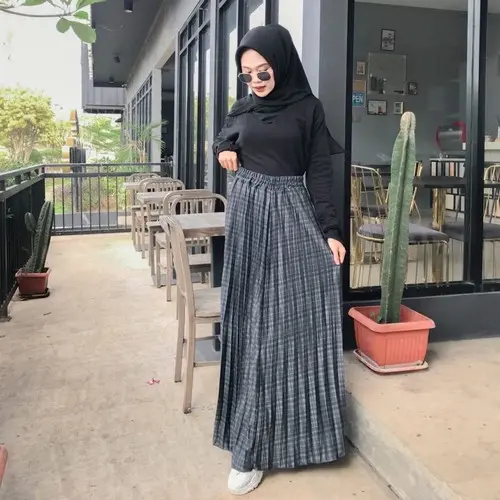 ROK PLISKET DEWASA MOTIF KOTAK TARTAN WOL PREMIUM EXCLUSIVE JUMBO BEST Karet Muslim Wanita Tebal 0