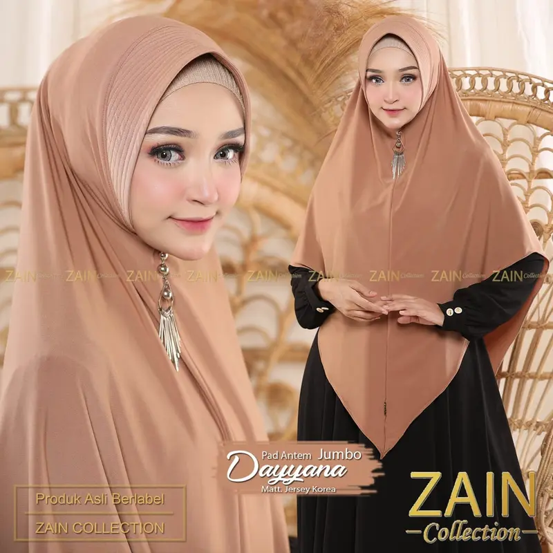 ZAIN - Kerudung Bergo Syar'i Dayyana Jumbo Jilbab Soft Pet || Hijab Syari ZAIN COLLECTION  High Quality 1