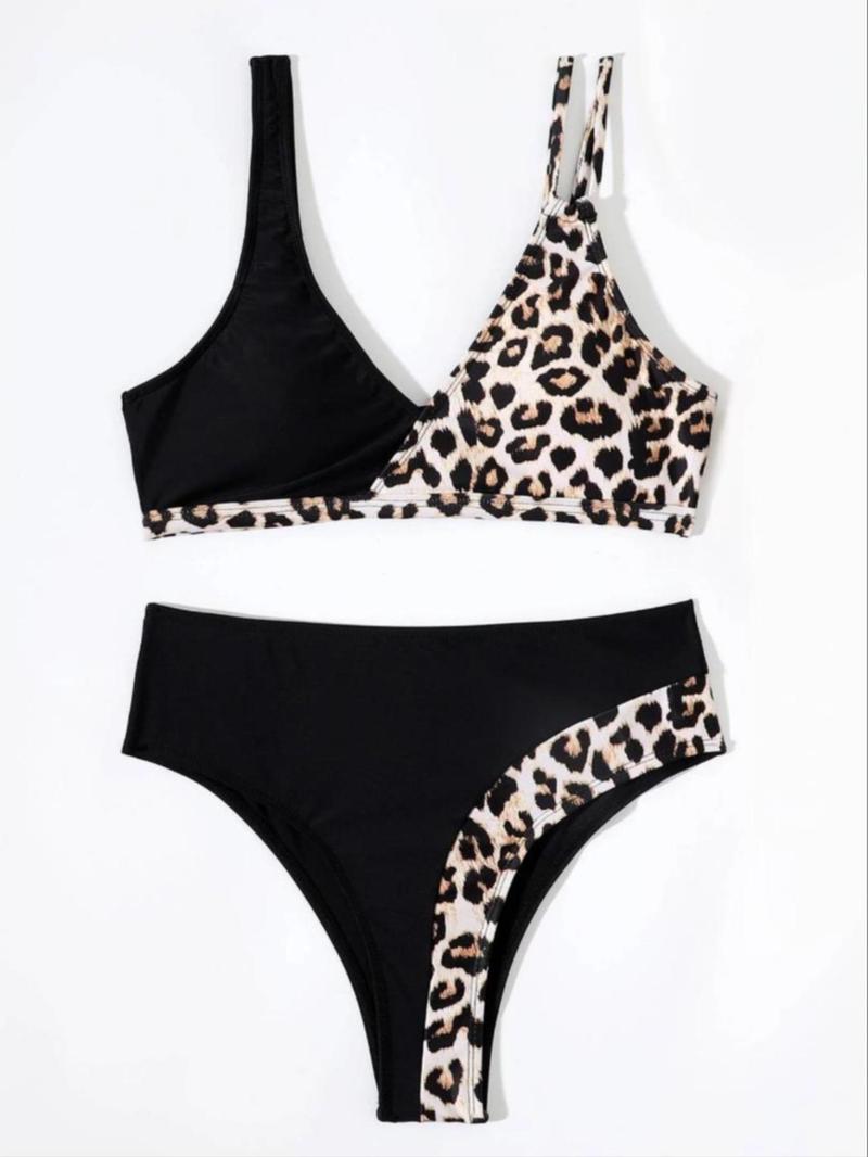 Product Introduction of Women's Leopard Patchwork & Floar Print Bikini Set, Casual Adjustable Strap Swim Top & Swim Bottom Swimsuit, 2024 Summer Bathing Suit, Ladies Summer Swimwear 14