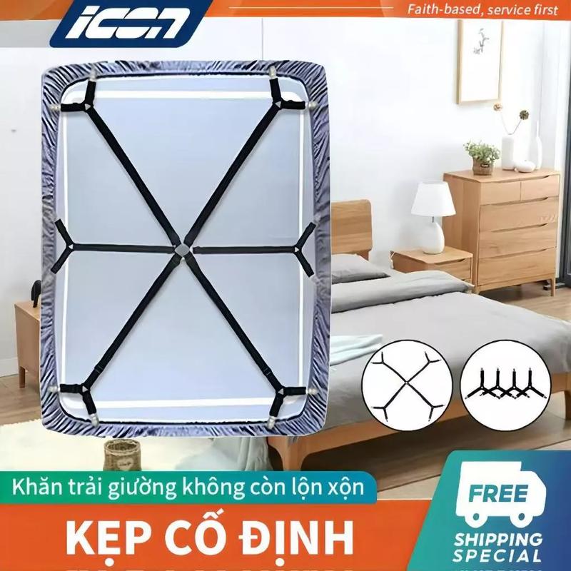 【Siêu Tiện Lợi ICON Kẹp Cố Định Ga Giường 3/8/12 Góc Chống Xê Dịch Giữ Chặt Không Nhăn Dễ Sử Dụng Phù Hợp Mọi Loại Nệm