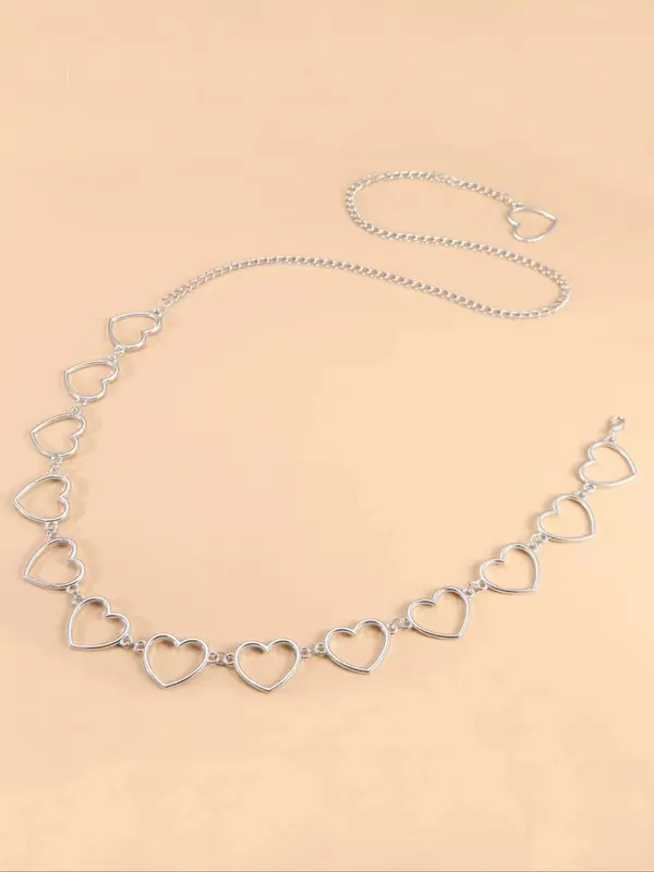 Women's Fashionable Heart Design Chain Belt, Casual Waistband for Jeans, Fashion Belt for Party, Daily Clothing Decor, Trendy All-match & Exquisite Belt for Birthday Gift, Valentine's Day, Gift 2