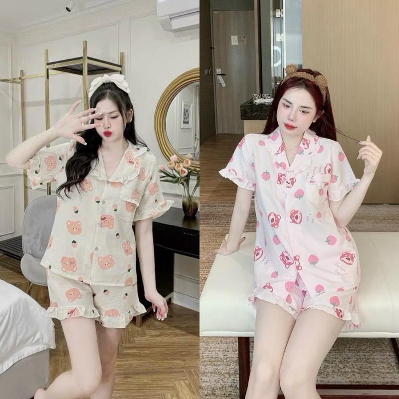 Set đồ nữ pijama mặc nhà cộc tay quần đùi họa tiết hoạt hình dễ thương cho nữ - shopnghi85 4