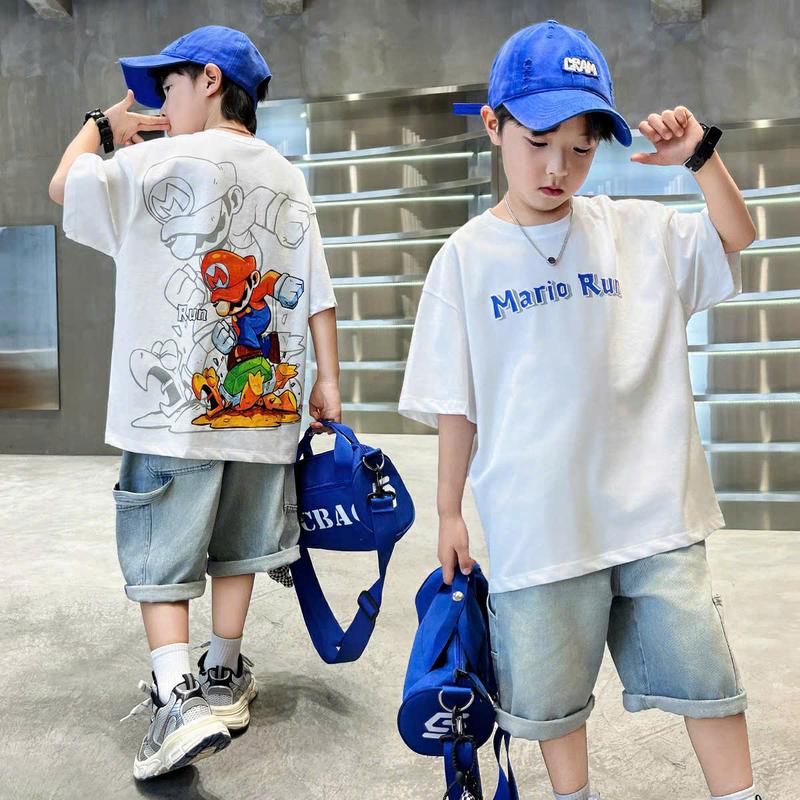 Aó phông cotton in hình MARIO RUN cho be trai từ 18-53kg mặc vừa. ÁO phông MARiO RUN chất coton tici mềm mịn co giãn thấm hút mồ hôi tôt. DL Fashion. 1