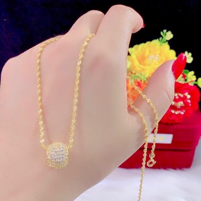 Dây chuyền nư MẠ VÀNG,dây mặt quả cầu đinh đá trẻ trung xinh xắn Trang Sức Chain DCMV020+MDC898