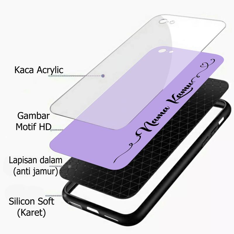 Softcase Kaca Custom Nama Bebas For All Type O*po V*vo S*msung X*aomi i*finix R*alme ip Case Custom Nama untuk Semua Tipe Hp casing glossy Smartphone Hardcase 4