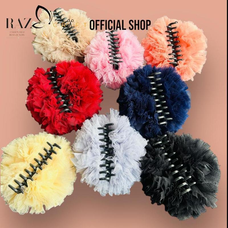 Jepitan Cepol Hijab Gerigi panjang | Scrunchie Tile Bervolume | Jepit ...