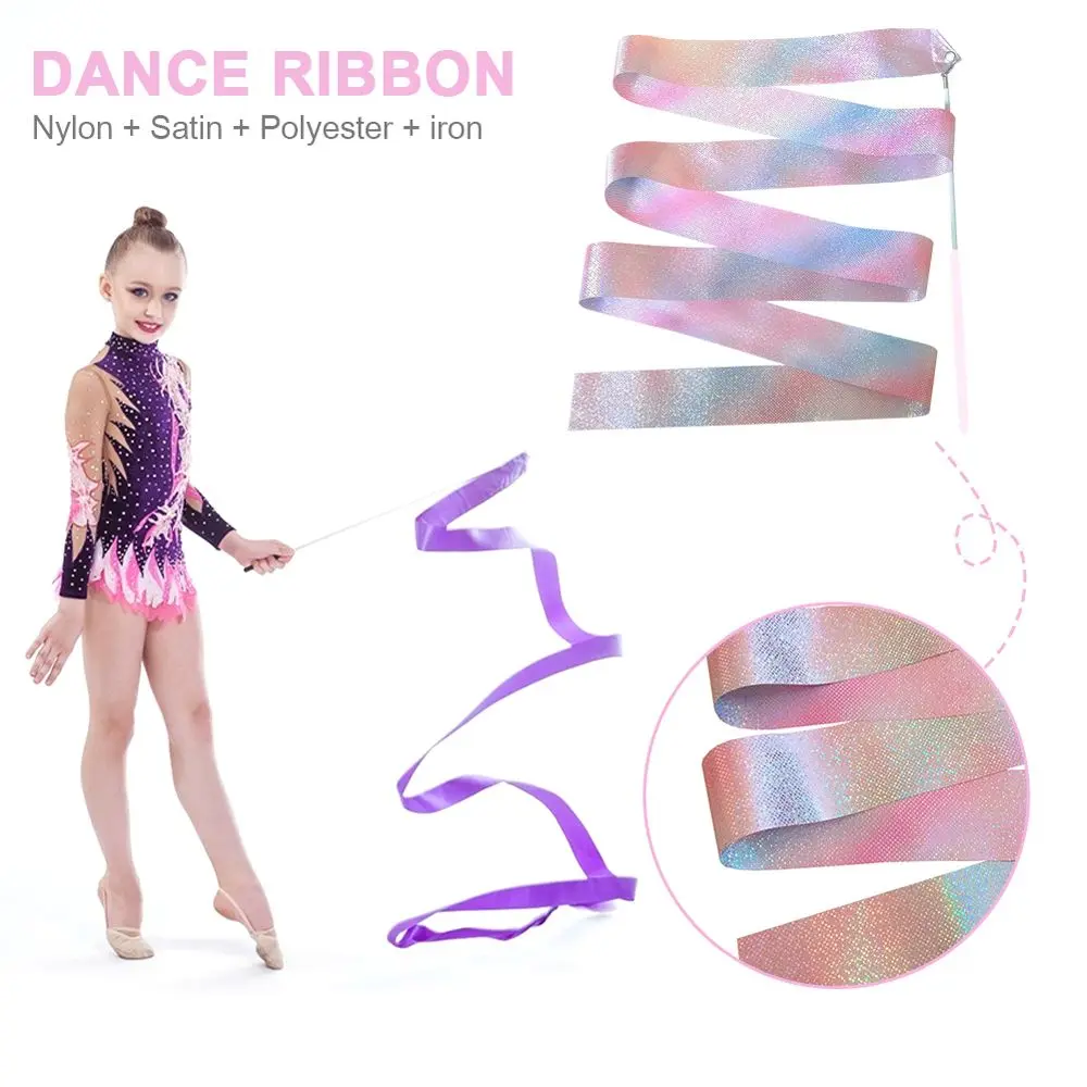 Gymnastics Equipment Rainbow Stick Kids Training Tool Kids Toys Ballet Streamer Dance Ribbon Gym Ribbons Twirling Rod