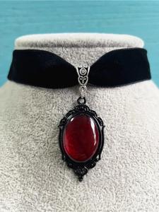 1 Pieza Gótico Retro con Decoración de Gema Artificial en Forma de Gota de Agua, Gargantilla de Terciopelo, Collar con Colgante de Piedra Preciosa Falsa, Accesorios de Bisutería de Moda para Mujer como Regalo
