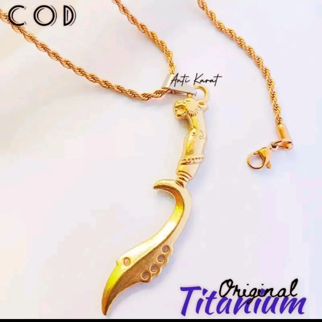 KALUNG TITANIUM TALI TAMBANG PLUS BANDUNG KUJANG TERBARU ANTI KARAT DAN ANTI LUNTUR AMAN DI PAKAI HARIAN FASHION Laki-laki Perempuan Bandul