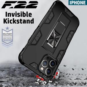 F22 Invisible IPhone Protective Phone Cases for IPhone 12/11/Pro/Max/X/XS/8/7/6/Plus With Finger Ring Stand