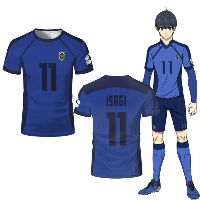 Anime Japanese Blue Lock Isagi Yoichi Football Jersey Men T-shirt Cosplay Hyoma Chigiri Meguru Bachira Tee Original Men Clothes