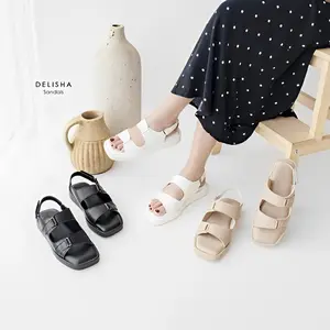 TheMoon.Store Delisha Sandals Wanita Sandal Wanita Terbaru 2023 Slop Wanita Masa kini Black