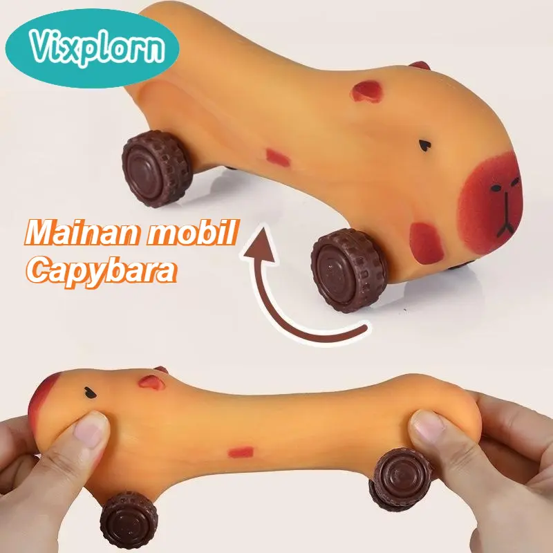 Vixplorn Mainan Squishy Car Capybara,/Mainan mobil kapiba/Pull Car ...