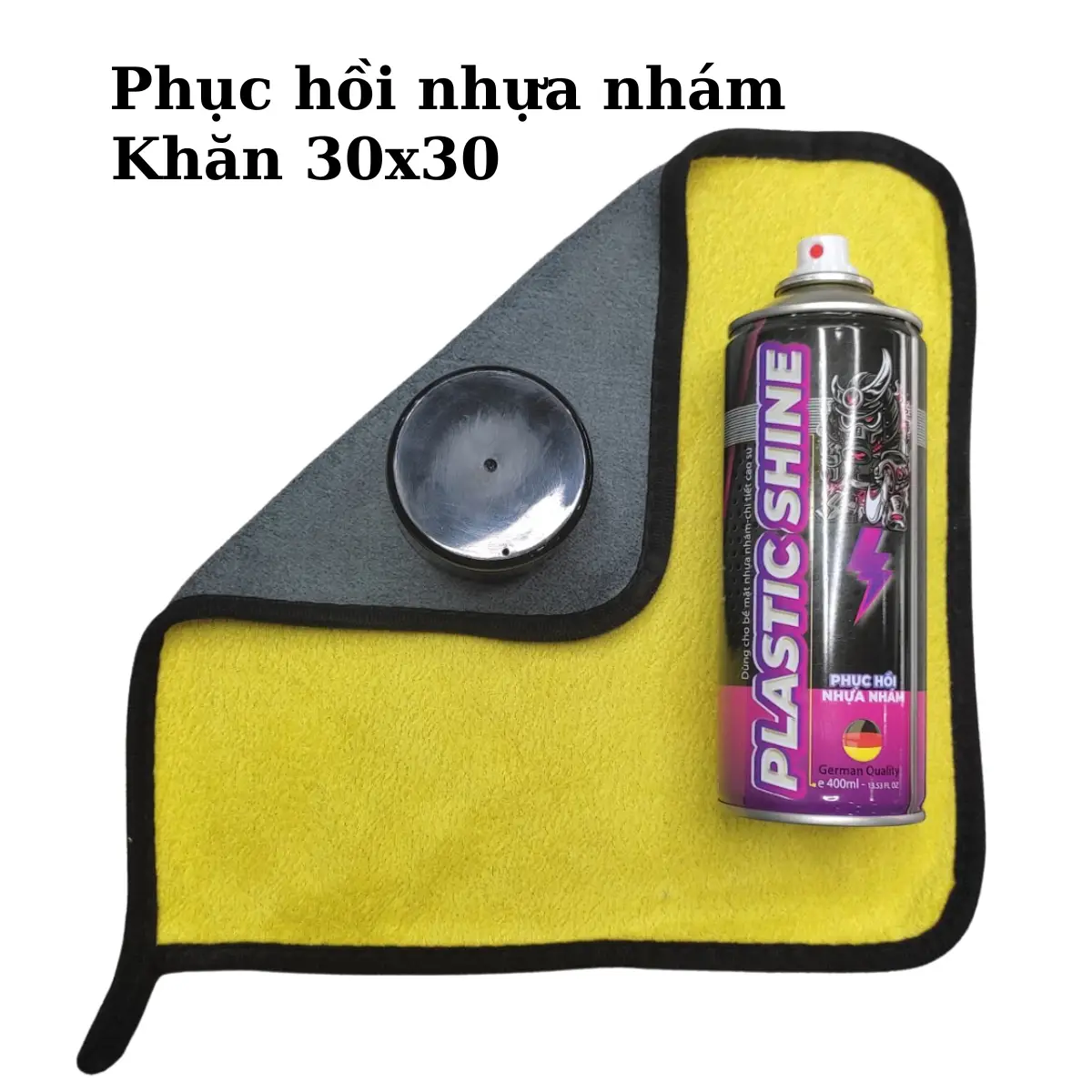 Sprayking Chai Phục Hồi Nhựa Xe Máy Oto 400Ml Dạng Xịt + Khăn 30X30 Vàng Xám