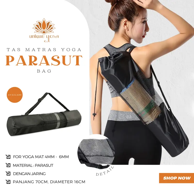 Tas Yoga Parasut / Tas Matras Termurah / Tas Matras Yoga Jaring Hitam Termurah Jakarta 0