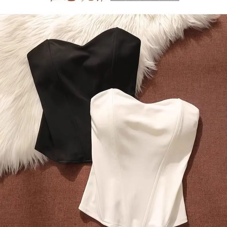 2025[3697 People Collection] Sexy Bandeau Three-Dimensional Fishbone Bra Camisole Women's Sexy Wedding Dress Inner Bottoming Shirt Tube Top