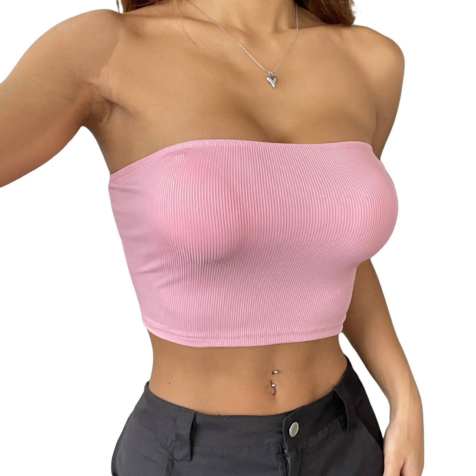 Women Tube Top, Strapless Backless Vest SolidFit Summer Ladies Crop Top for Club Party