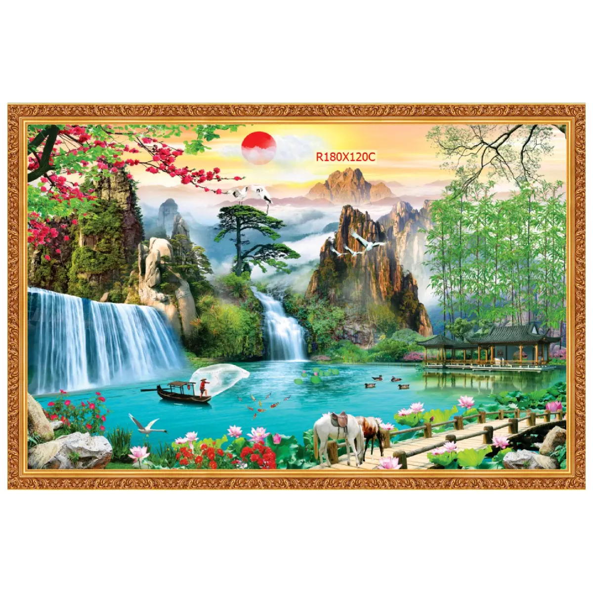 Tranh dán tường 3d tranh phong cảnh sơn thủy Treo Tường Decor Phòng Phòng Khách Chống Nước