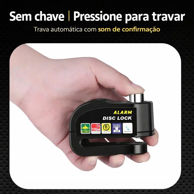 Trava de Disco em Liga de Alumínio Com Alarme 110dB Antifurto para Moto/Bike à Prova dÁgua Universal Trava de Disco em Liga de Alumínio Com Alarme 110dB Antifurto para Moto/Bike à Prova dÁgua Universal