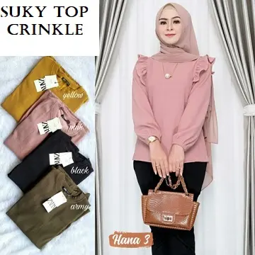 Baju atasan wanita / SUKY TOP CRINKLE / Atasan wanita terbaru 2022 Kekinian / Atasan Blouse CRINKLE / atasan dewasa 0