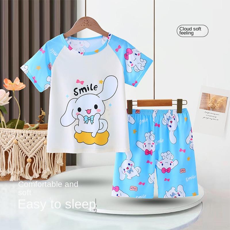 Product Introduction of Bộ Đồ Ngủ Mùa Hè Cho Bé Gái, ngắn Tay Và Quần Đùi, Chất Liệu Mỏng, Thích Hợp Cho Trẻ Em, Cho Bé Gái Và Bé Trai, Bộ Đồ Mặc Nhà Dễ Thương 10