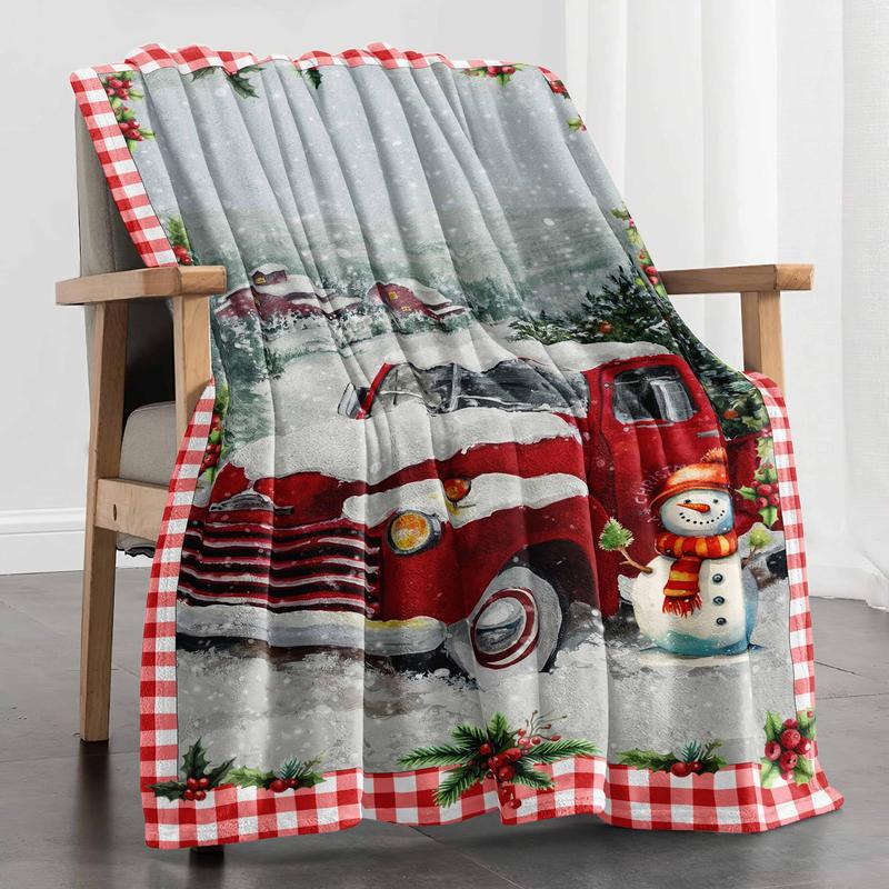 Christmas Themed Blanket, Soft Warm Throw Blanket, Air-conditioned Room Blanket, Warm Nap Blanket for Home & Office & Travel 2