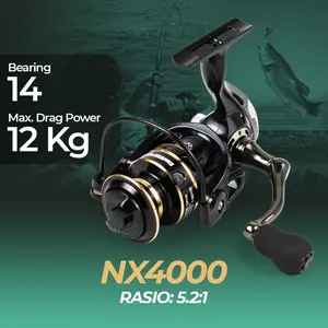 PROMO Reel Pancing Ikan Metal Spining TaffSPORT Gold Sharking Alat Memancing NX4000 2000 6000 1000 3000 7000 5.2:1