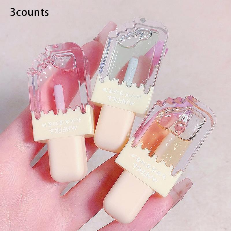 Portable Lip Oil, 3 Counts/set Moisturizing Lip Balm, Hydrating Glossy Lip Glaze Stick, Plumping Lip Oil for Girls & Women 0