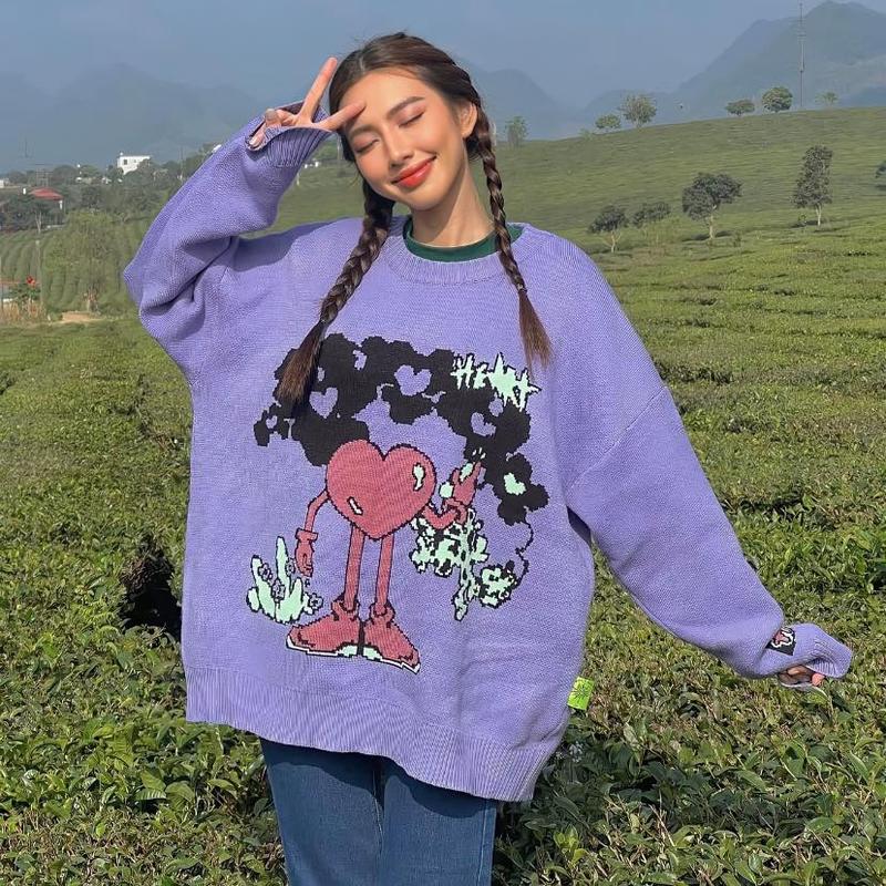 SOYOUNG x HITR - Áo len thiết kế Spray Knit Sweater chất liệu len mềm mại kết hợp kiểu dáng oversize màu tím - AHIT220830