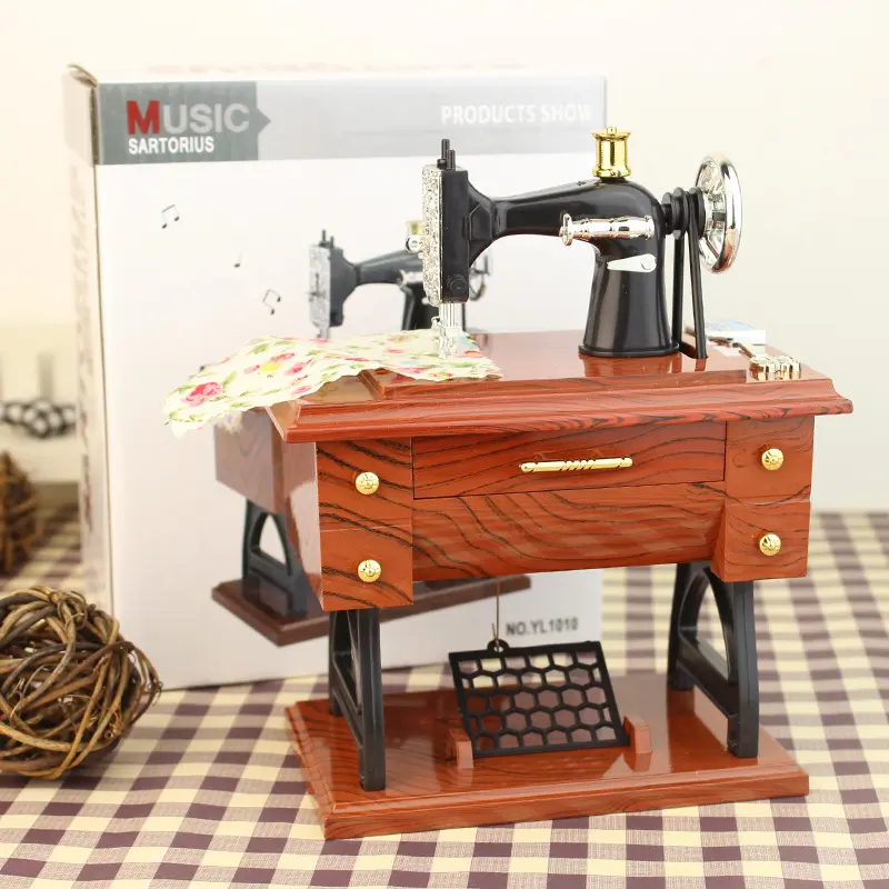 24 Giờ Vận Chuyển Vintage Hoài Cổ Gió Mô Phỏng Máy May Bát Âm Hộp Âm Nhạc Quà Tặng Sáng Tạo