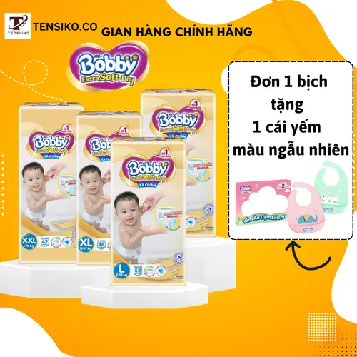 Tã quần cao cấp BOBBY EXTRA SOFT DRY siêu mềm M60/L52/XL46/XXL42 Cho Bé