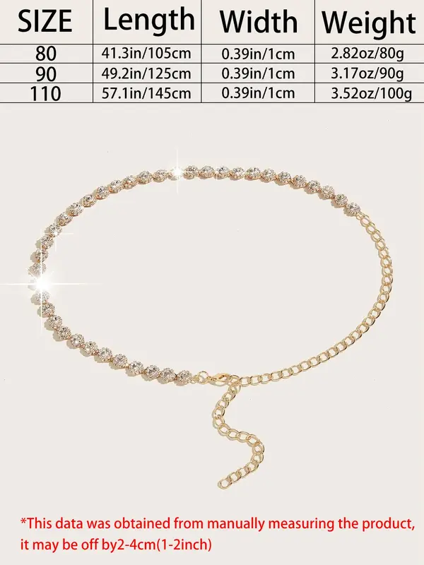 Women's Rhinestones Decor Chain Belt For Dress, Elegant Iron Waist Belt For Evening Party, Daily Clothing Decoration 4