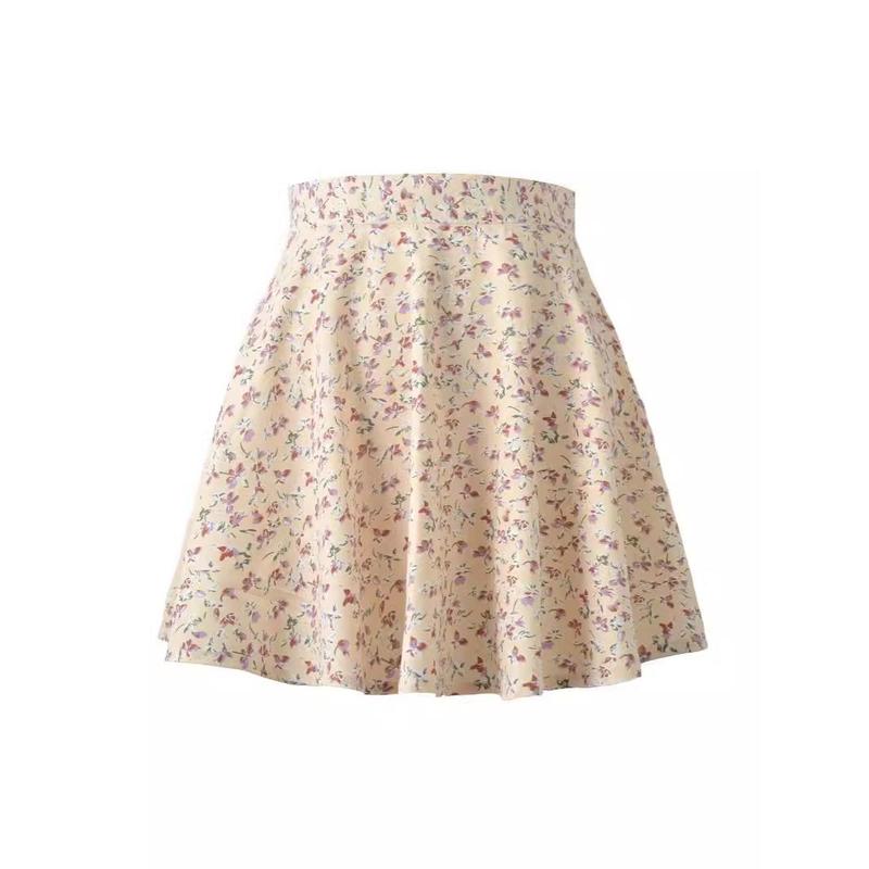 [LS] Floral Skirt Chiffon Printed Umbrella Skirt Fresh Invisible Zipper Skirt Lady Fashion Basic New Hot Sale Womenwear Minimalist Model 6644 3
