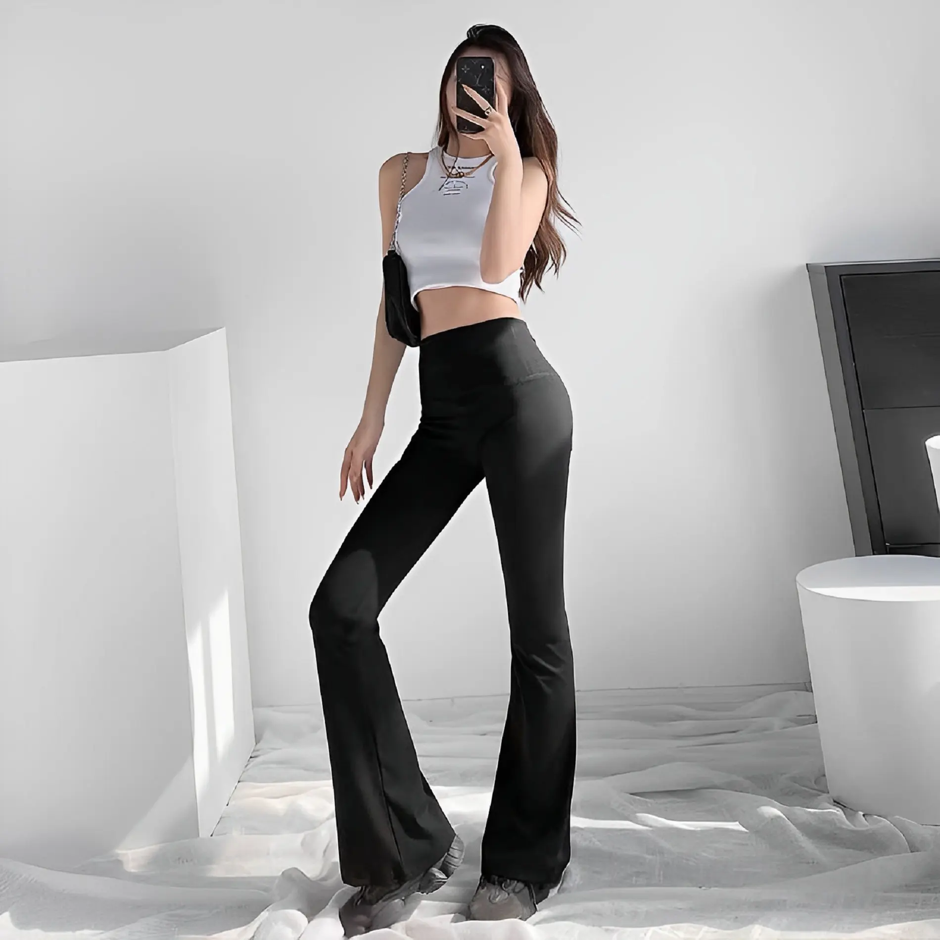 Quần legging ống loe nữ cao cấp chất umi co giãn 4 chiều lưng cạp cao 10cm nâng mông hack dáng cho tất cả các chị em văn phòng sinh viên học sinh Women Pants Ong Denim quần  ống bát