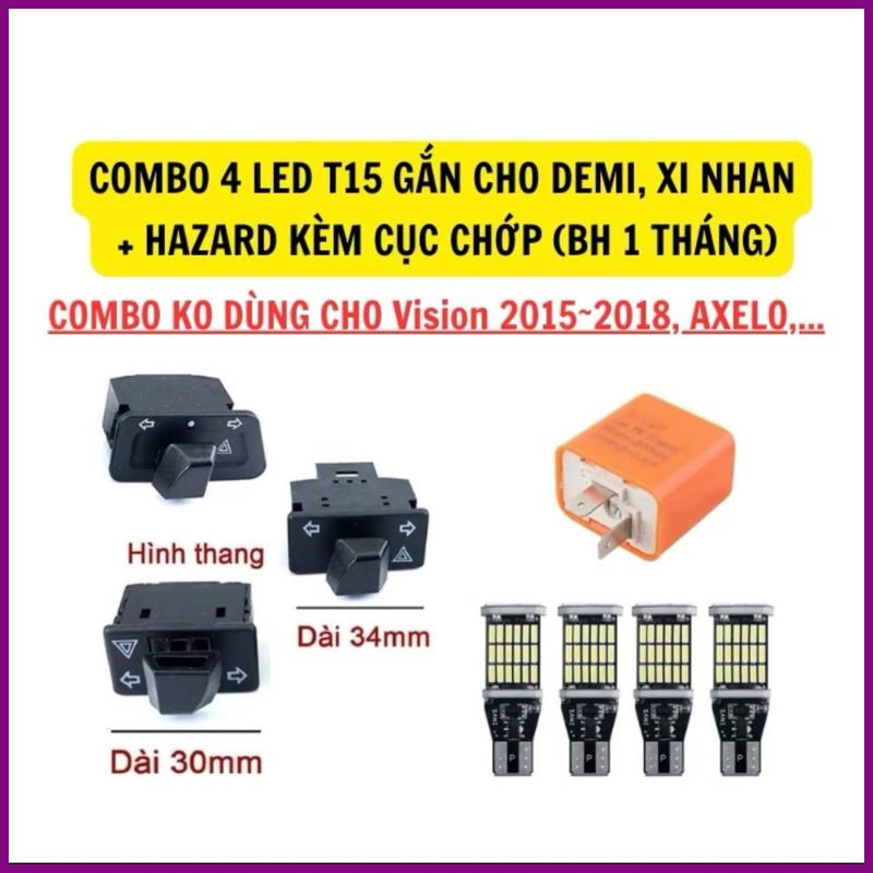 COMBO Công Tắc Harazd Xi Nhan + 4 Đèn LED T15 Siêu Sáng + Cục Chớp Chỉnh Nhanh Chậm Titan led,đochoixemay,sirius,ex,win,wave Kem Đèn Pha