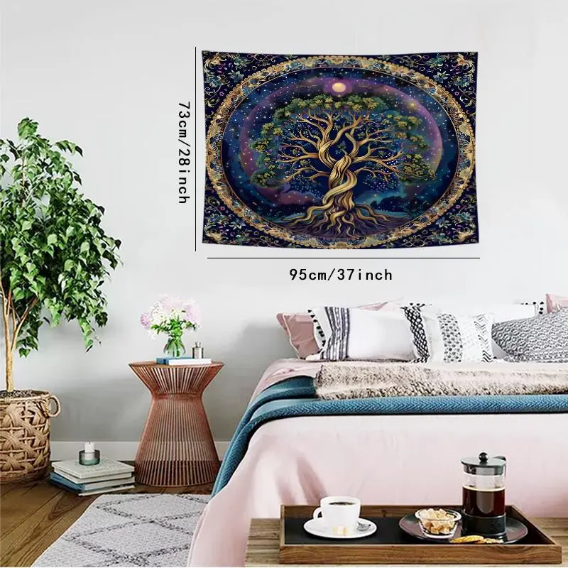 Tree Of Life Pattern Tapestry, 1 Count Aesthetic Wall Hanging Decor, Wall Hanging Tapestry for Home Bedroom Office Decor, Gift for Friend 4