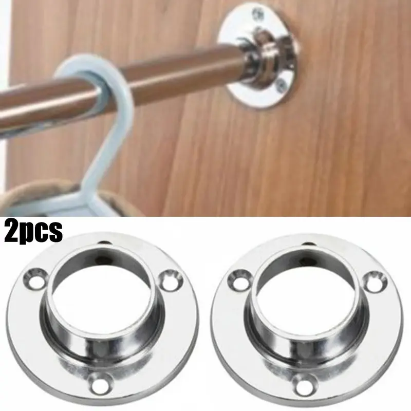 Giá Đỡ Thanh Treo Tủ Quần Áo, Chất Liệu Thép Không Gỉ, Giá Đỡ Ổ Cắm Mặt Bích 2 Chiếc, Cho Tủ Quần Áo 6