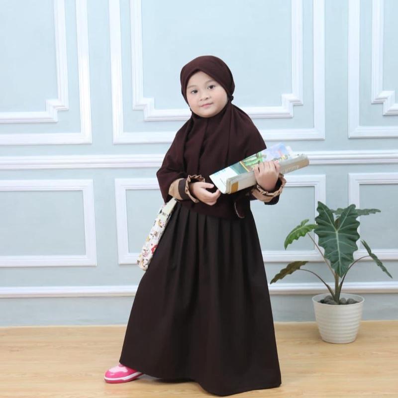 SERAGAM ANAK SD MODEL GAMIS 1 SET DENGAN KERUDUNG Setelan Muslim Baju Wanita Remaja 3