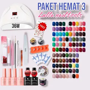 PAKET NAIL GEL HEMAT 3/PAKET USAHA NAIL ART/ PAKET NAIL GEL POLISH ,KUTEK UV GEL SET /PAKET USAHA PEMULA NAIL /PAKET KURSUS NAIL