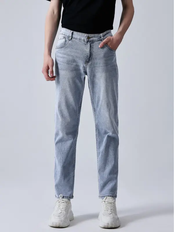 Quần Jean Nam Lưng Gài Ống Đứng Thương Hiệu Y2010 Vải Cotton Mặc Bền Trơn Dáng Vừa No Style M100 23537 |YaMe| 1