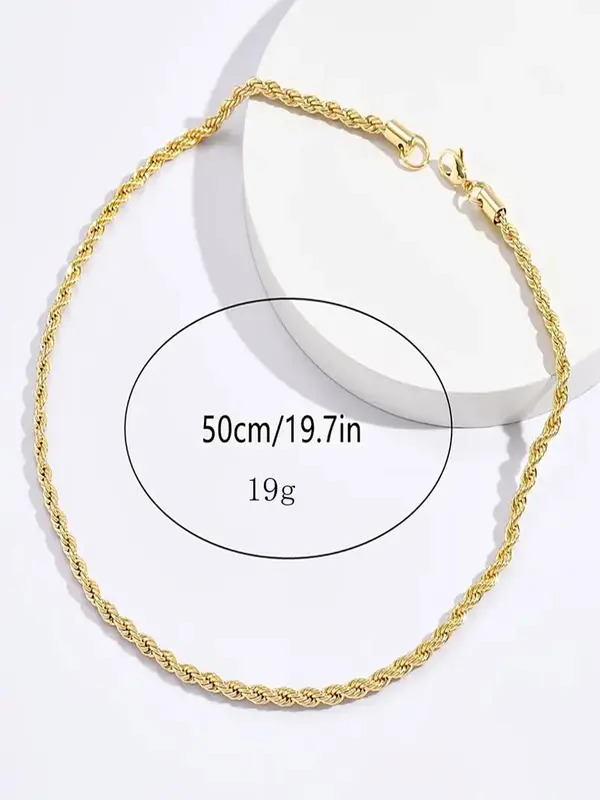 Men's Simple Plain Twisted Rope Design Stainless Steel Necklace, Minimalist Necklace, Street Hip Hop Party Accessories Luxury Jewelry, Necklaces Men 1