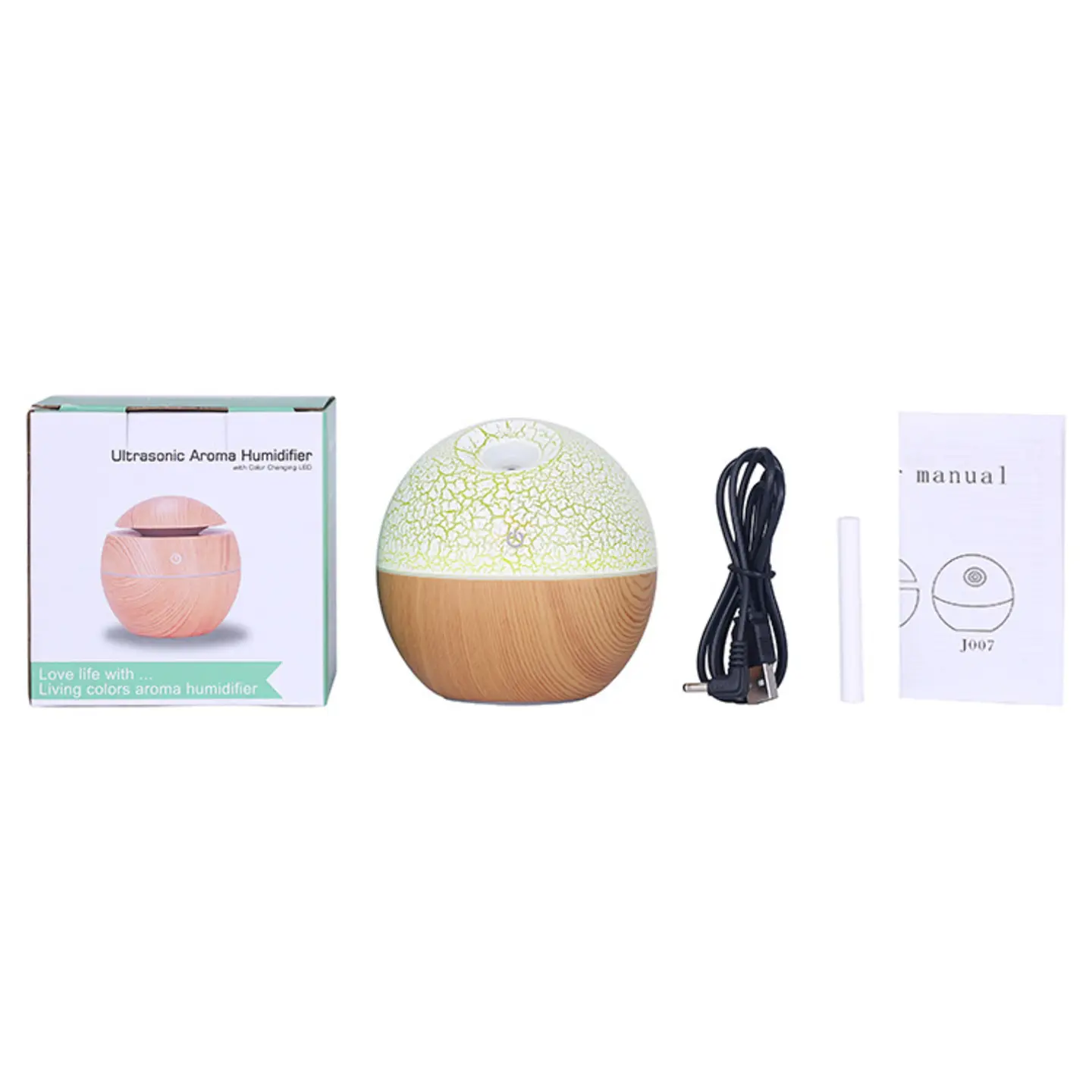 Taffware Air Humidifier Ultrasonic Aromatherapy Oil Diffuser RGB Light 130ml - J-008 - Wooden