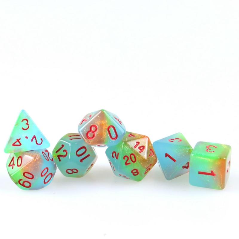Product Introduction of Multi-sided Irregular Dice Set, 7 Counts/set 3-color Dice, Board Game Dice for Bars and Clubs, Fun Dice Game for Family Parties 5