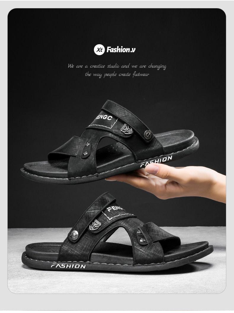 Product Introduction of Men's Sandals New Summer Driving Dual-use Non-slip Soft Sole Fashionable Stylish Trendy Lightweight Men's Sandals 23