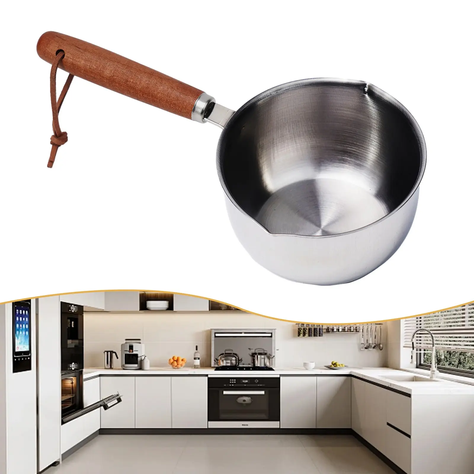 Chảo dầu nóng, chất liệu thép không gỉ, thích hợp để nấu nước sốt, chảo nhỏ, bơ và nấu chảy